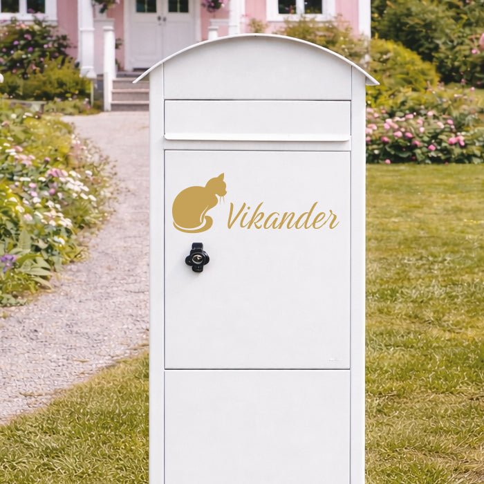 Brevlådesticker med namn och katt - Dekortorget