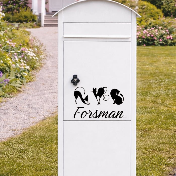 Brevlådesticker med namn och katter - Dekortorget