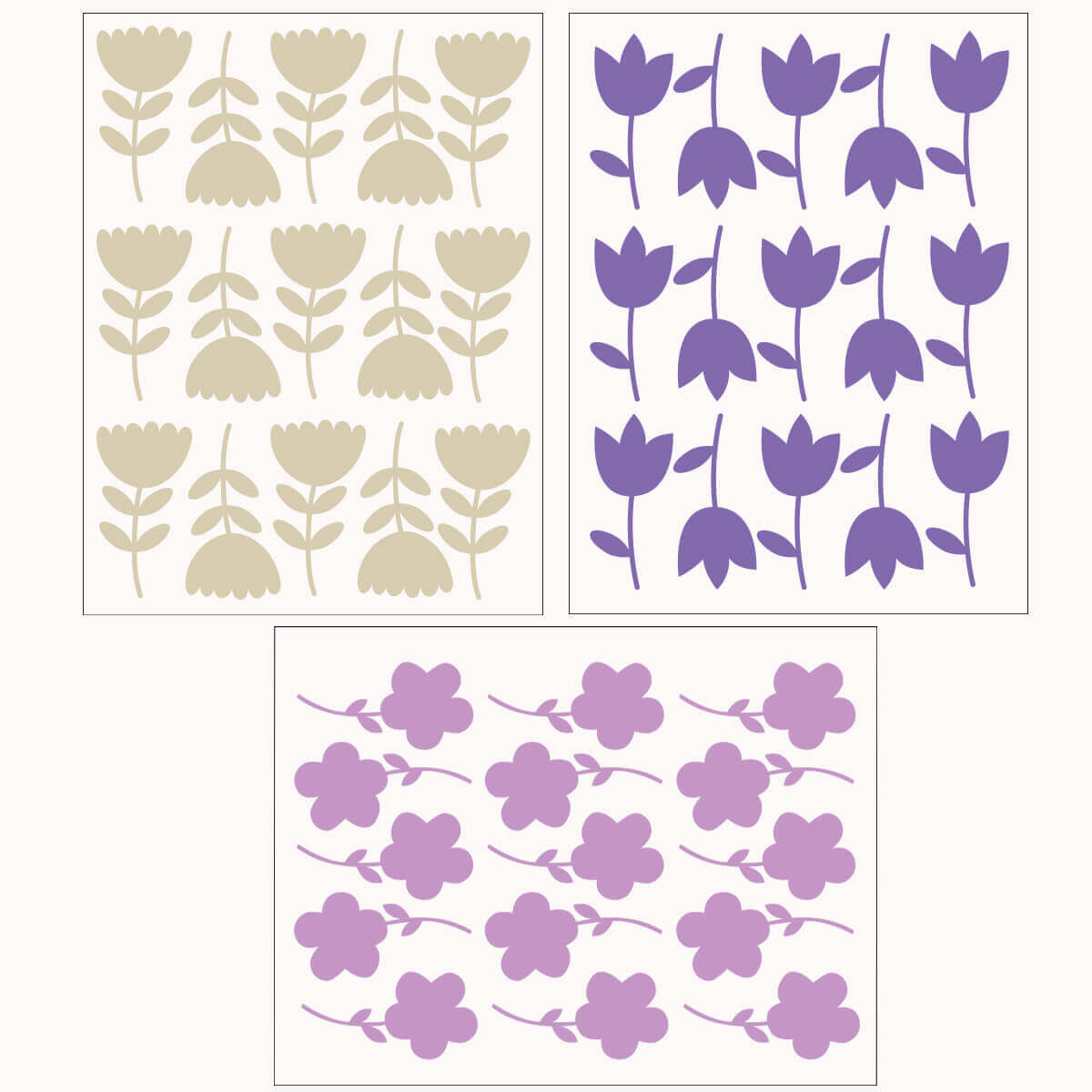 Väggdekor Blommor - beige, lila, ljuslila - Dekortorget