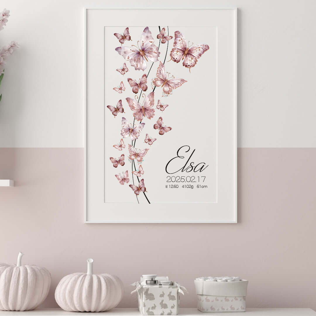Namntavla Fjärilar rosa - Dekortorget
