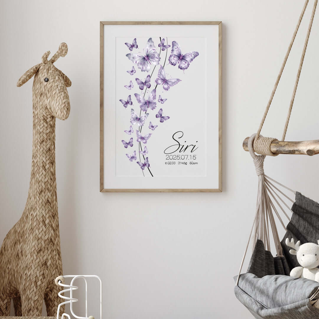 Namntavla Fjärilar lila - Dekortorget