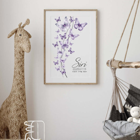 Namntavla Fjärilar lila - Dekortorget