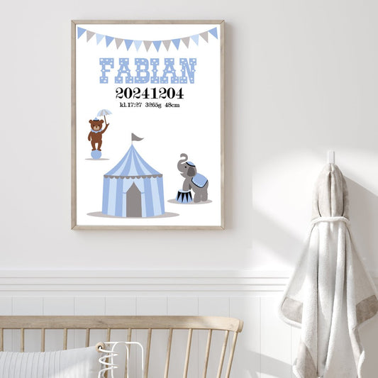 Namntavla Cirkus blå - Dekortorget