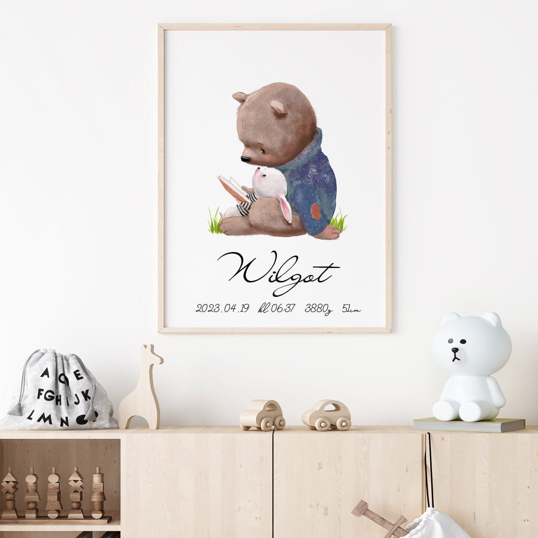 Namntavla Läsande björn & kanin - Dekortorget