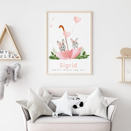 Namntavla Kaniner i paraply - Dekortorget