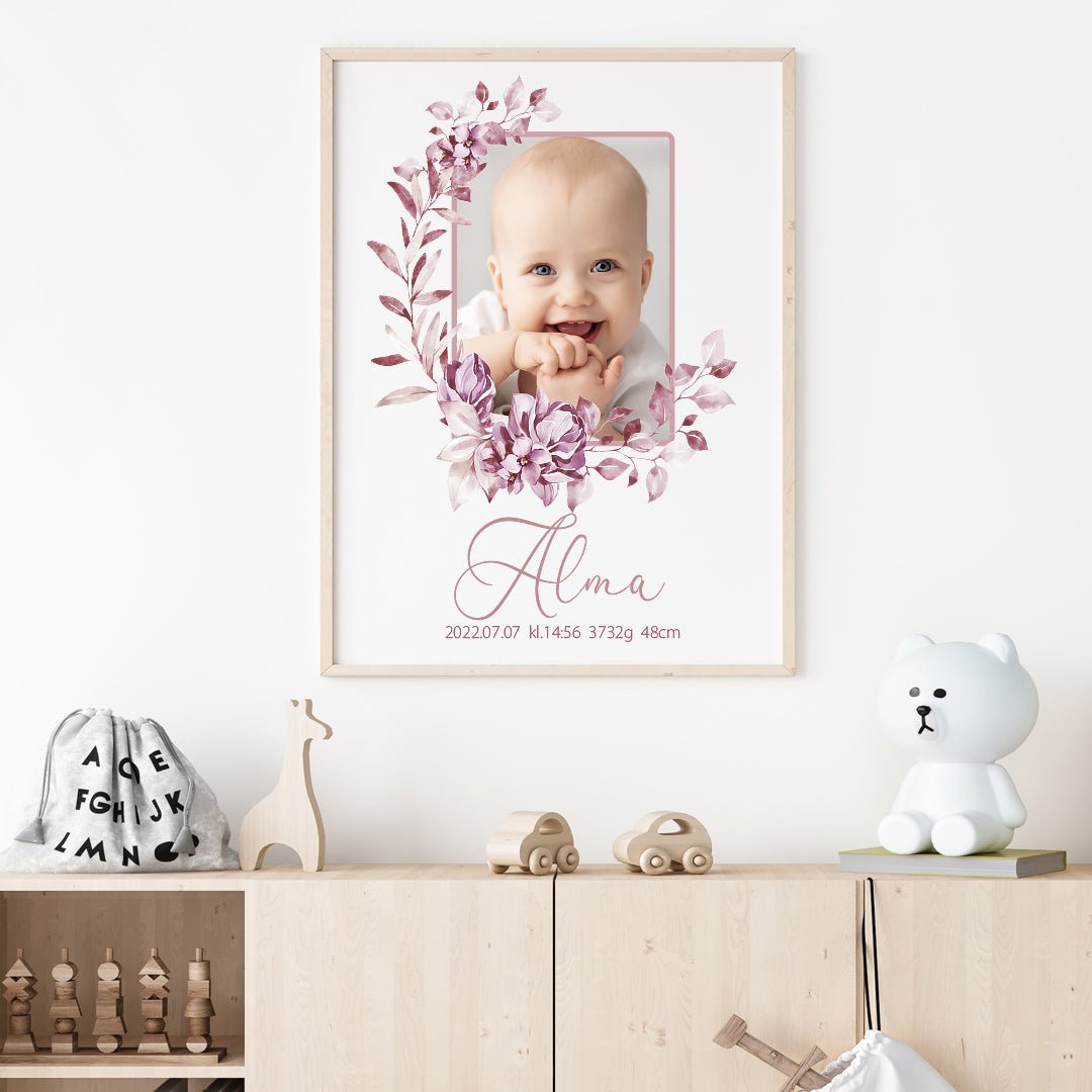 Namntavla Eget foto - blomma rosa - Dekortorget
