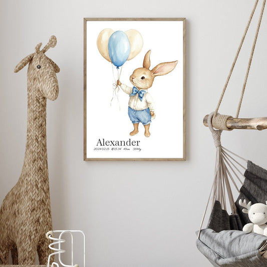 Namntavla Kanin med Ballonger - Dekortorget