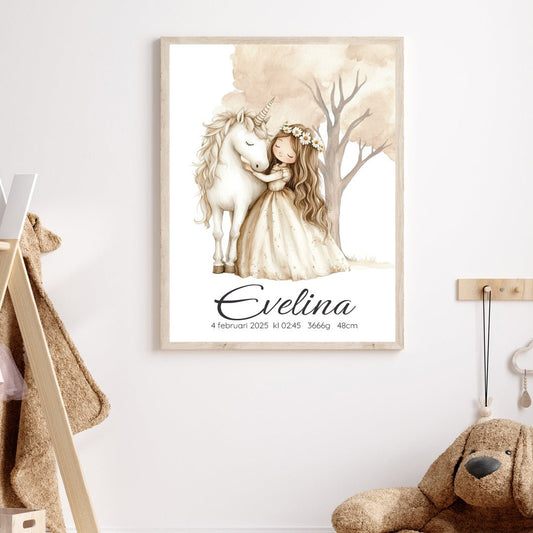 Namntavla Flicka med Enhörning - Dekortorget
