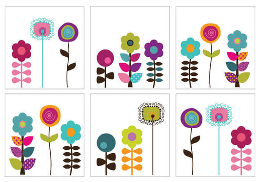 Kakeldekor retroblommor 1 - Dekortorget