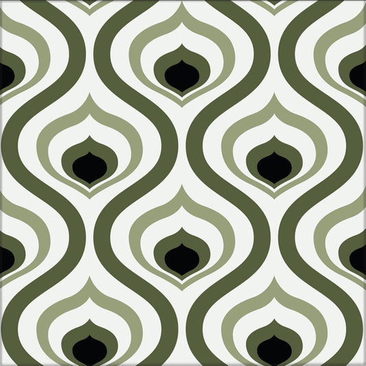 Kakeldekor retro grön - Dekortorget