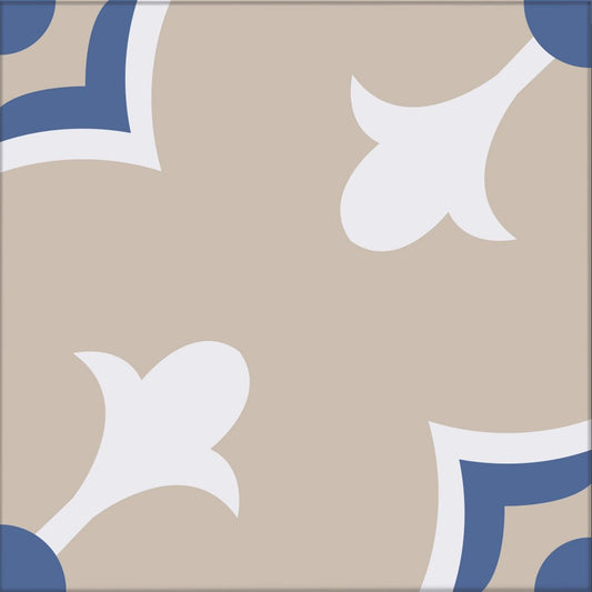 Kakeldekor marockansk beige & blå - Dekortorget