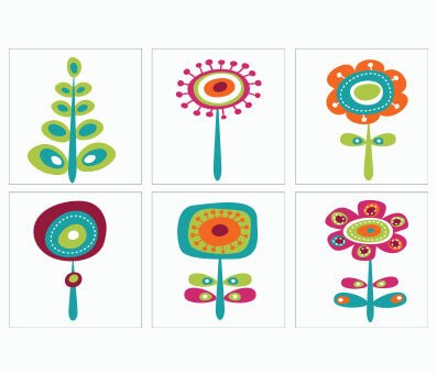 Kakeldekor retroblommor 2 - Dekortorget