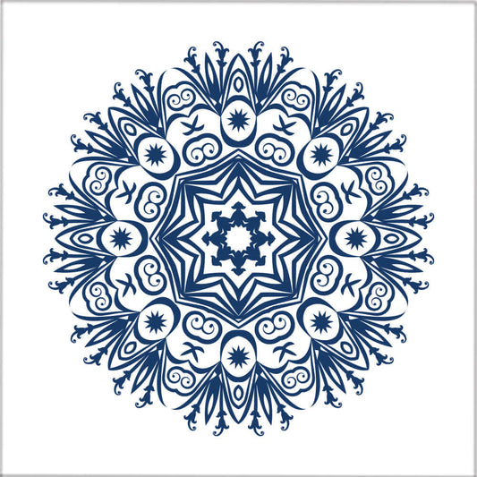 Kakeldekor mönstrad cirkel mörkblå - Dekortorget