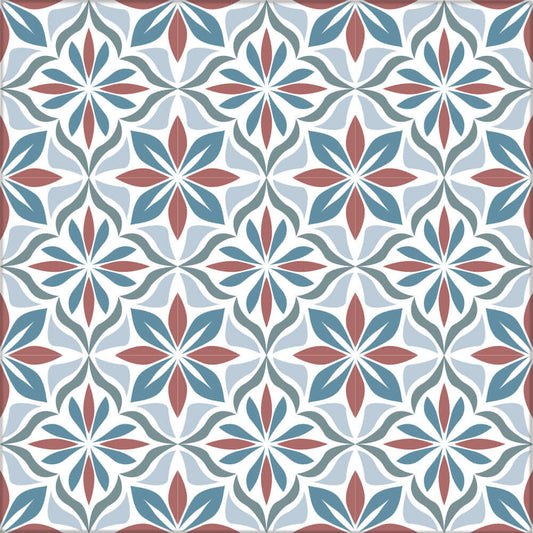 Kakeldekor marockansk blå/röd - Dekortorget