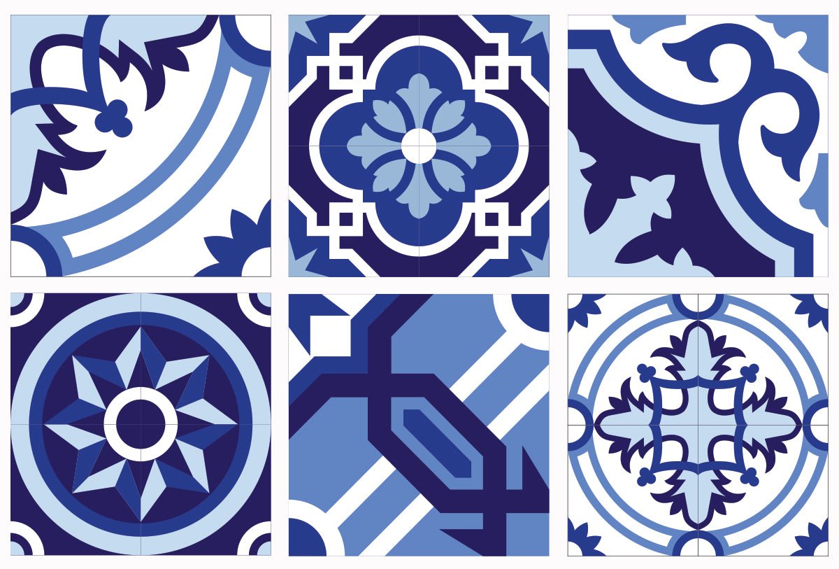 Kakeldekor mix blå - Dekortorget