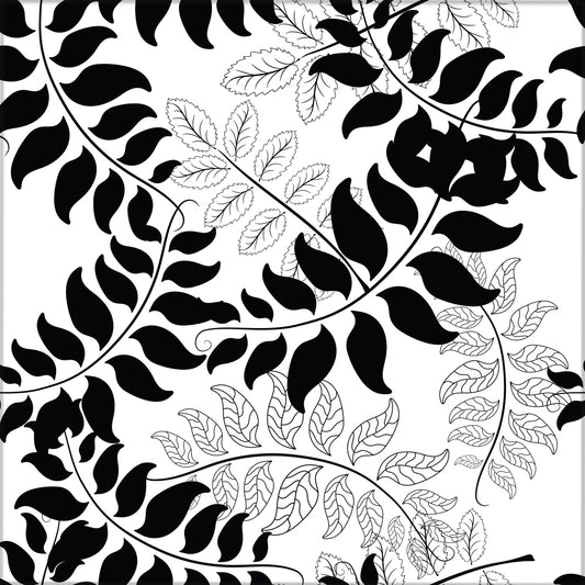 Kakeldekor blad svart - Dekortorget