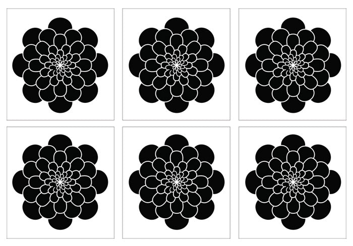 Kakeldekor blomma svart - Dekortorget