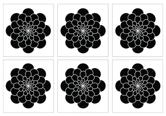 Kakeldekor blomma svart - Dekortorget