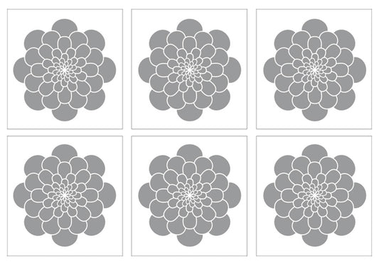 Kakeldekor blomma grå - Dekortorget