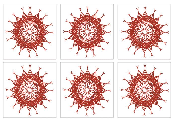 Kakeldekor mönstrad cirkel röd - Dekortorget