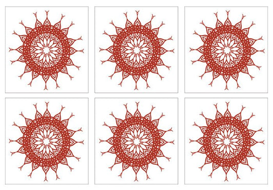 Kakeldekor mönstrad cirkel röd - Dekortorget