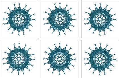 Kakeldekor mönstrad cirkel petrol - Dekortorget