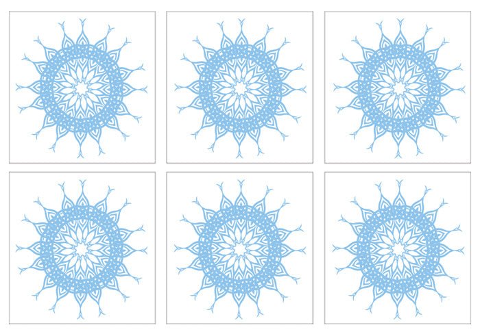 Kakeldekor mönstrad cirkel ljusblå - Dekortorget