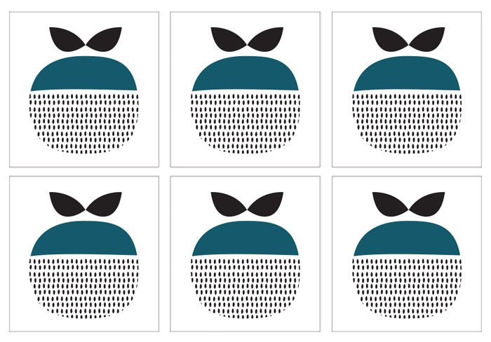 Kakeldekor retro äpple petrol - Dekortorget