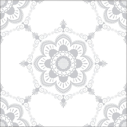 Kakeldekor viktoriansk blommor grå 1 - Dekortorget