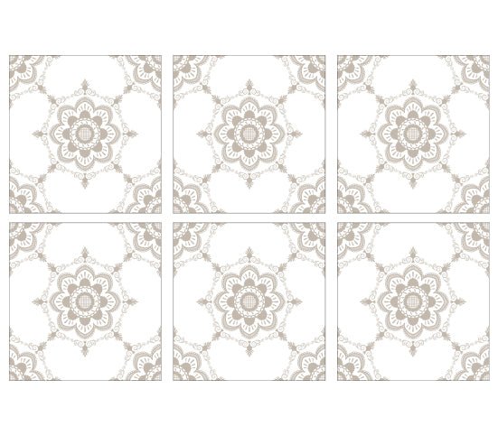 Kakeldekor viktoriansk blommor beige 1 - Dekortorget