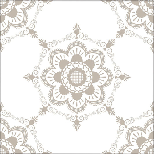 Kakeldekor viktoriansk blommor beige 1 - Dekortorget