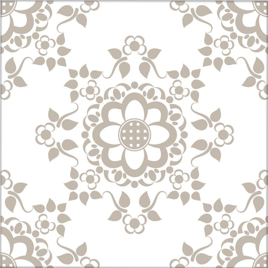 Kakeldekor viktoriansk blommor beige 2 - Dekortorget