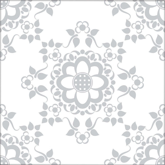 Kakeldekor viktoriansk blommor grå 2 - Dekortorget