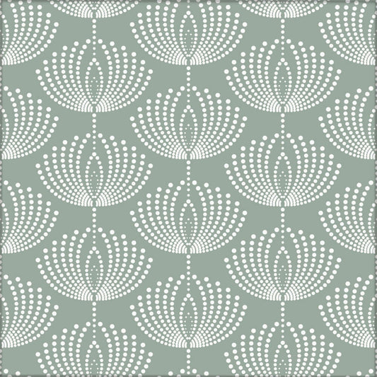 Kakeldekor retromönster salviagrön - Dekortorget