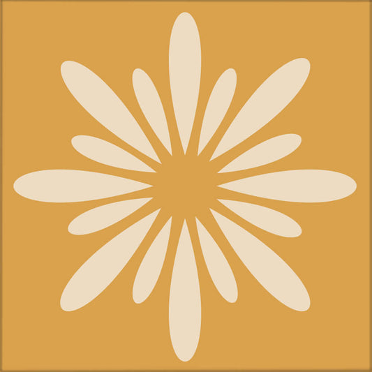 Kakeldekor retroblomma gul - Dekortorget