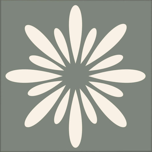 Kakeldekor retroblomma grön - Dekortorget