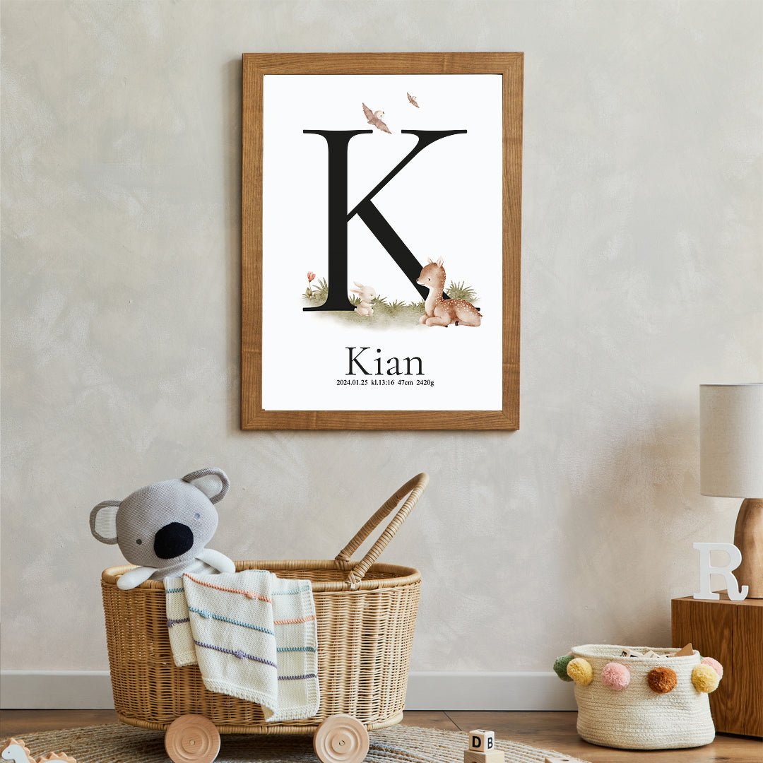 Namntavla bokstav rådjur tea time - Dekortorget