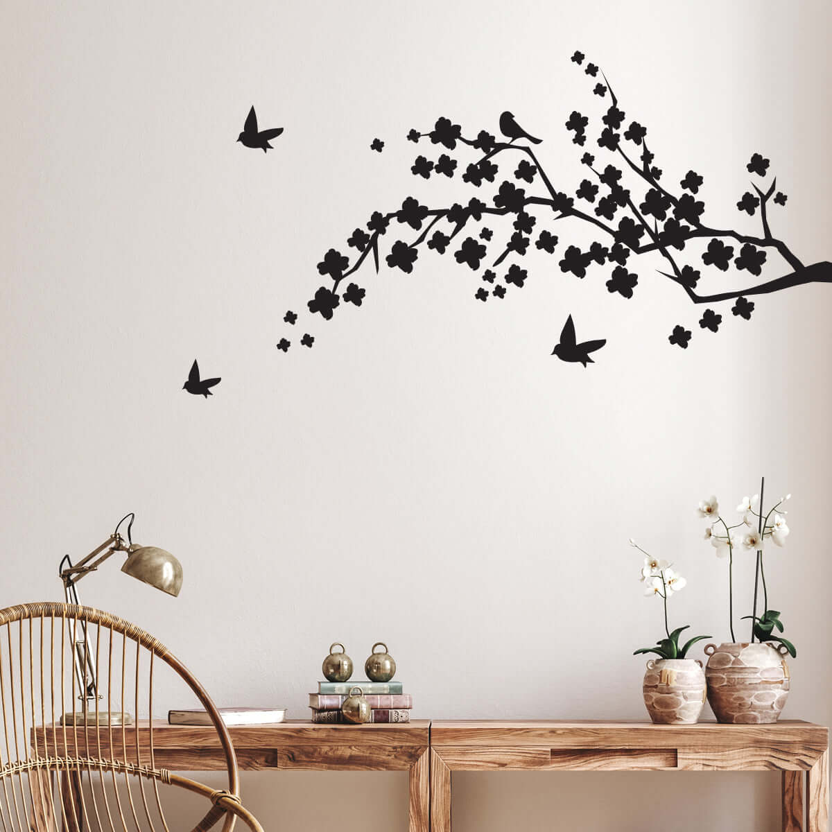 Väggdekor Gren med fåglar - Dekortorget