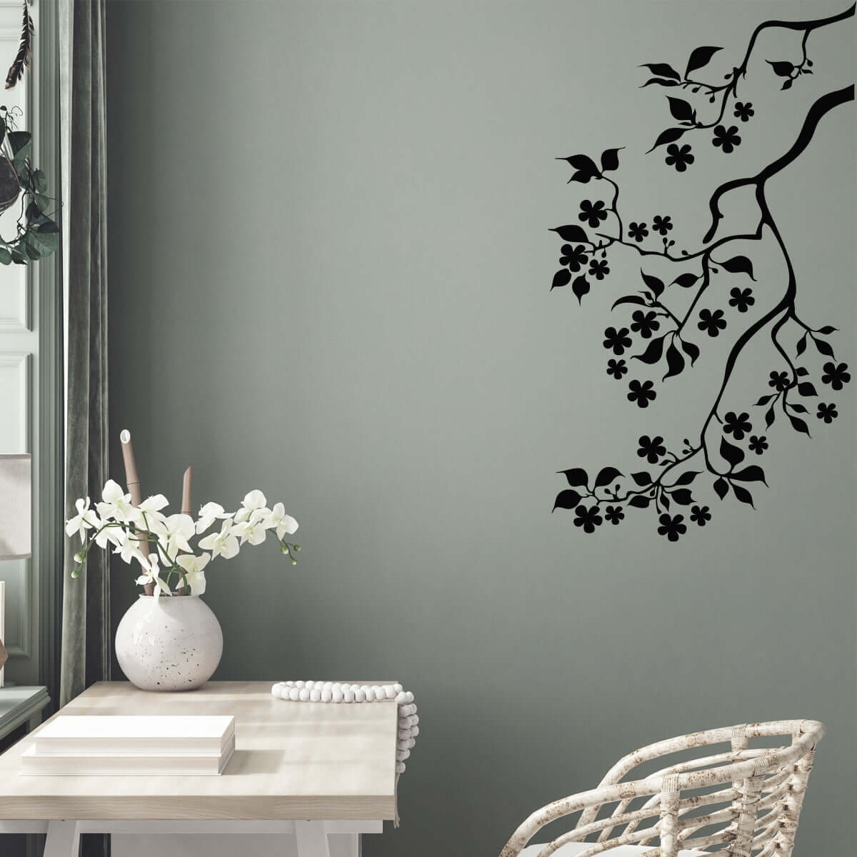 Väggdekor gren med blommor - Dekortorget