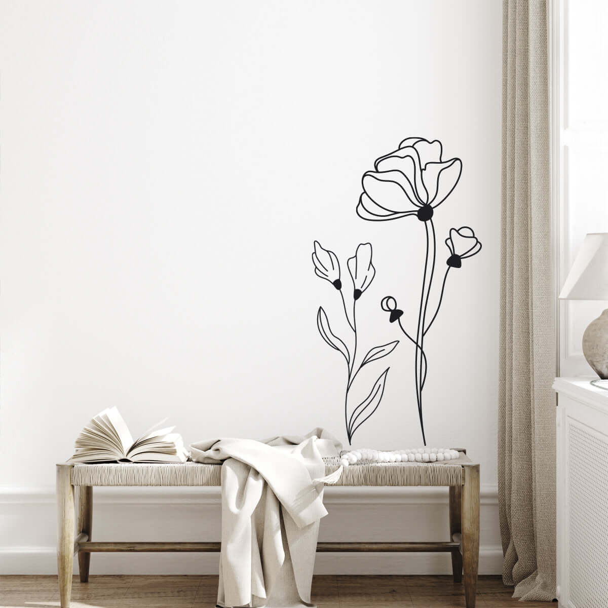 Väggdekor blommor linjer