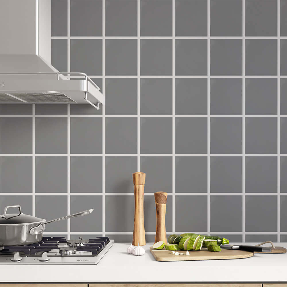 Kakeldekor enfärgad grå - Dekortorget