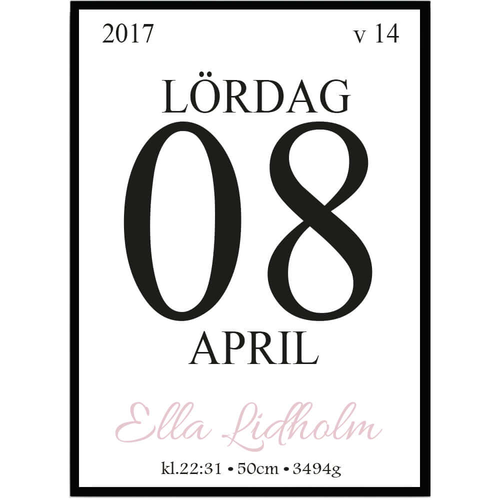 Namntavla Almanacka rosa