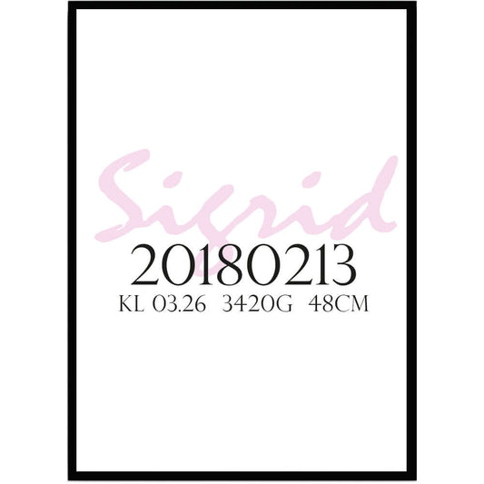 Namntavla Stilren rosa - Dekortorget