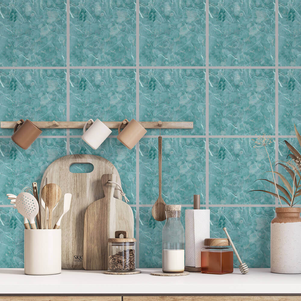 Kakeldekor marmor turkos - Dekortorget