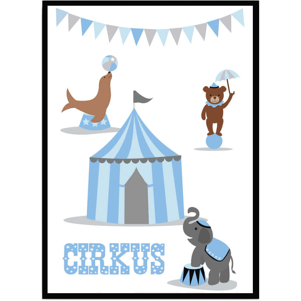 Poster Cirkus blå - Dekortorget