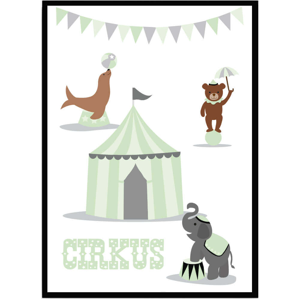 Poster Cirkus grön