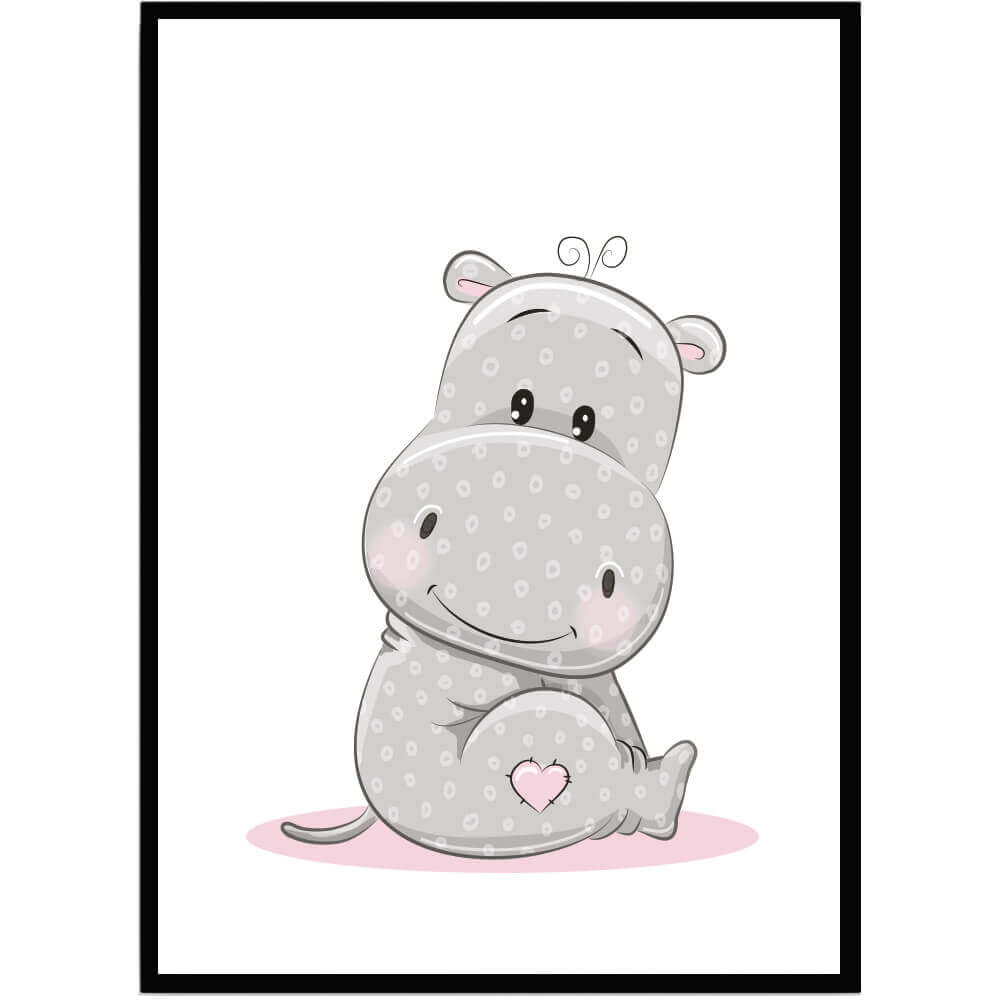 Poster Baby flodhäst rosa - Dekortorget