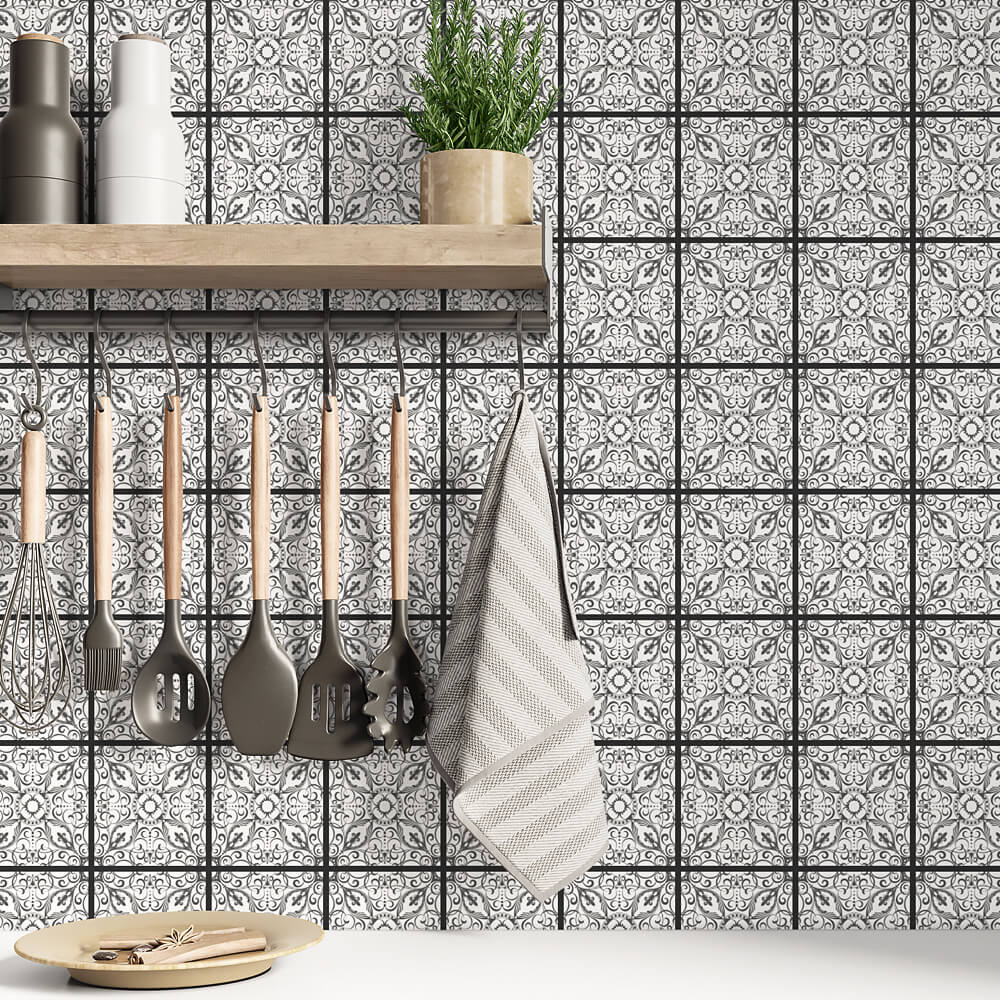 Kakeldekor viktoriansk grå - Dekortorget