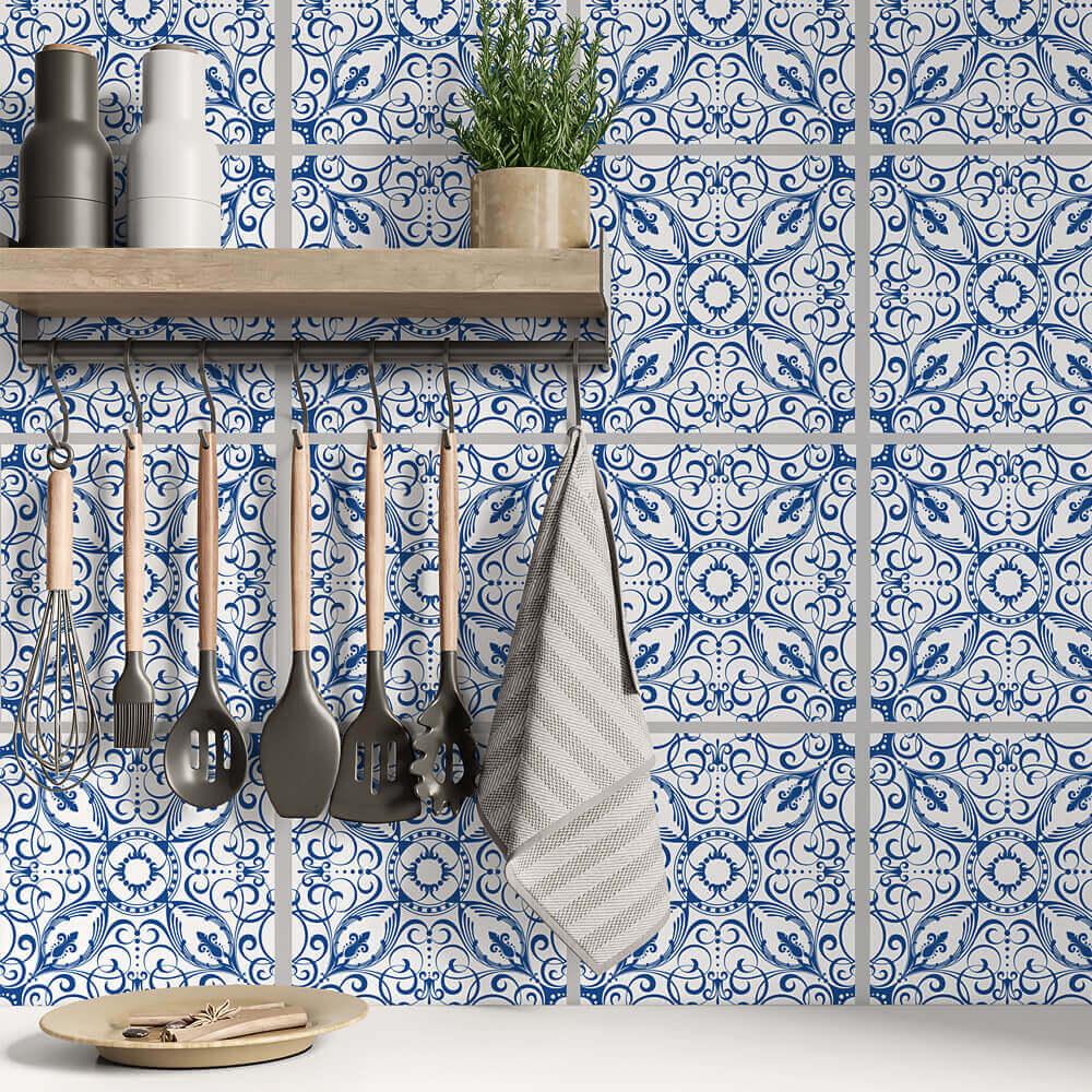 Kakeldekor viktoriansk blå - Dekortorget