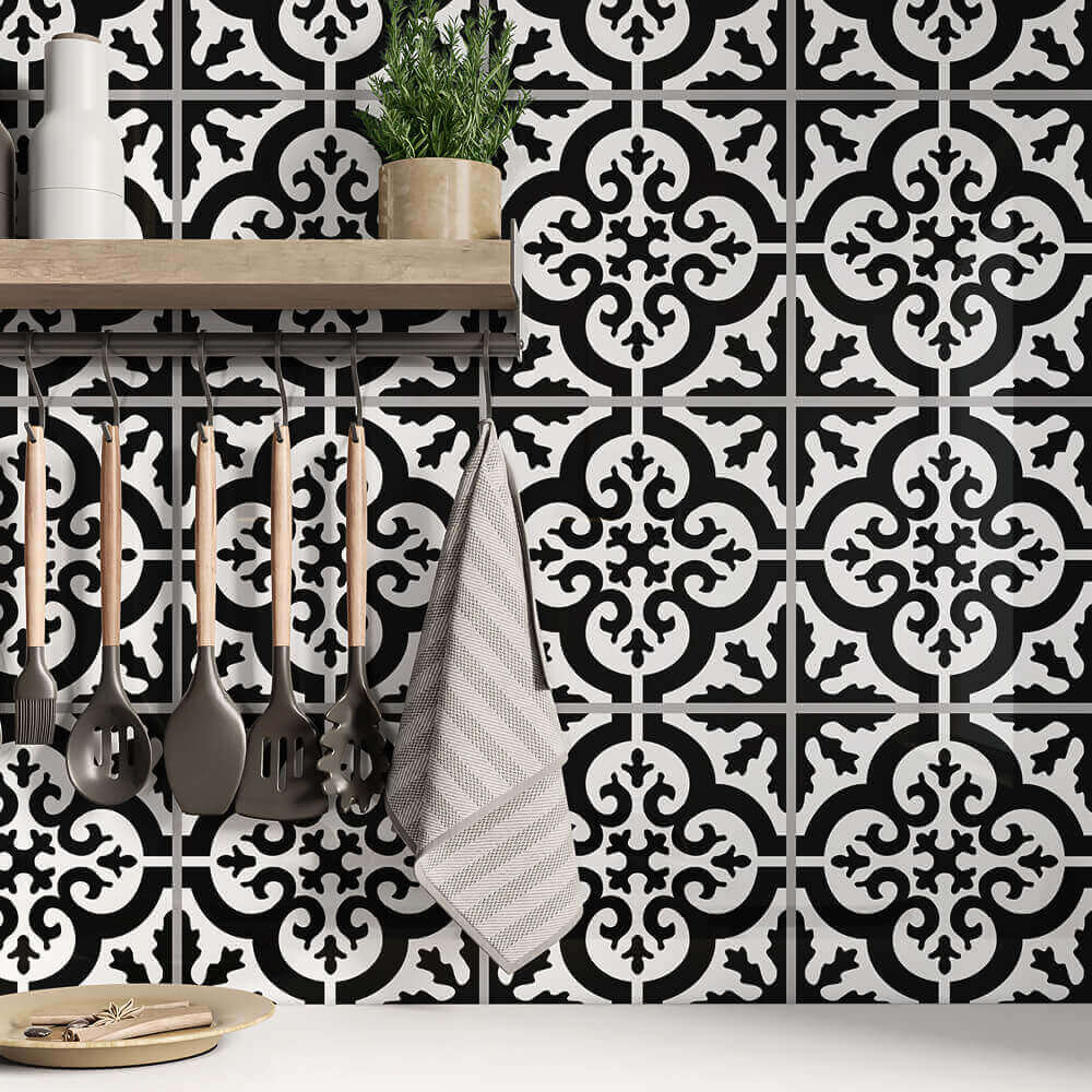 Kakeldekor marockansk 2 svart - Dekortorget